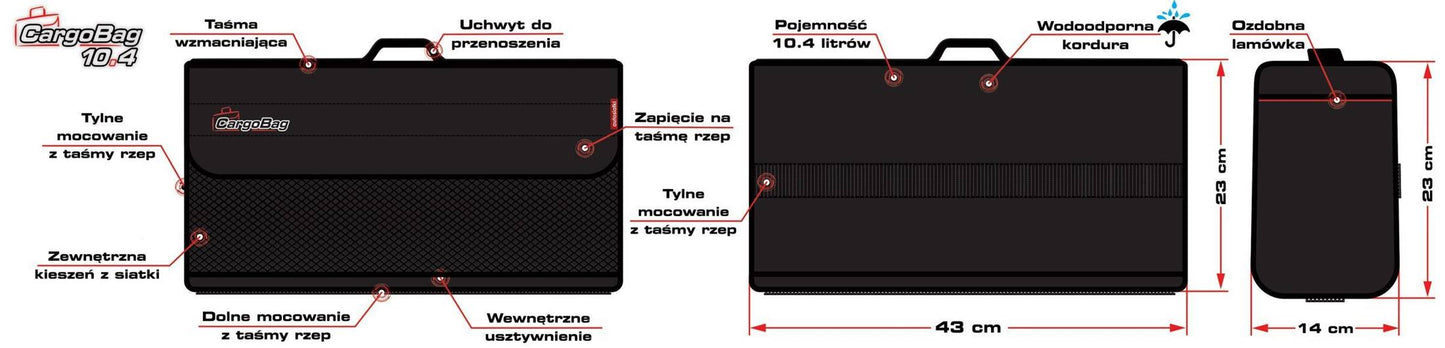 Geantă organizatoare de portbagaj CargoBag 43cm