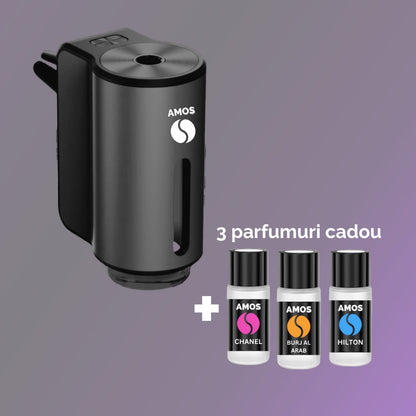 PACHET Difuzor AMOS mini negru + 3 parfumuri CADOU - Auto Alorria