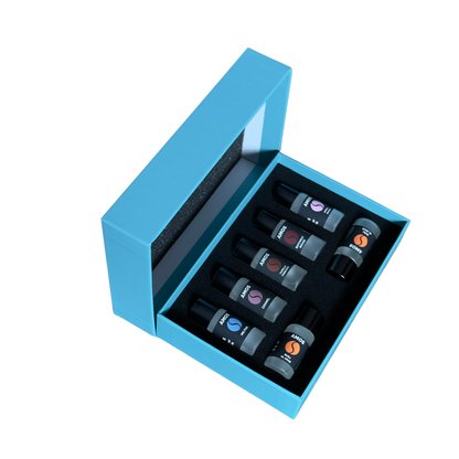 Pachet Amos mini Blue - difuzor de parfum gri + set Blue cu 7 parfumuri de rezervă - Auto Alorria