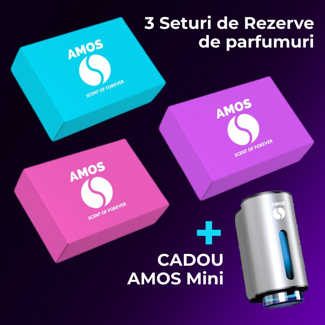 Pachet Amos all-inclusive: 3 Seturi de 7 Rezerve + CADOU difuzor AMOS Mini - Auto Alorria