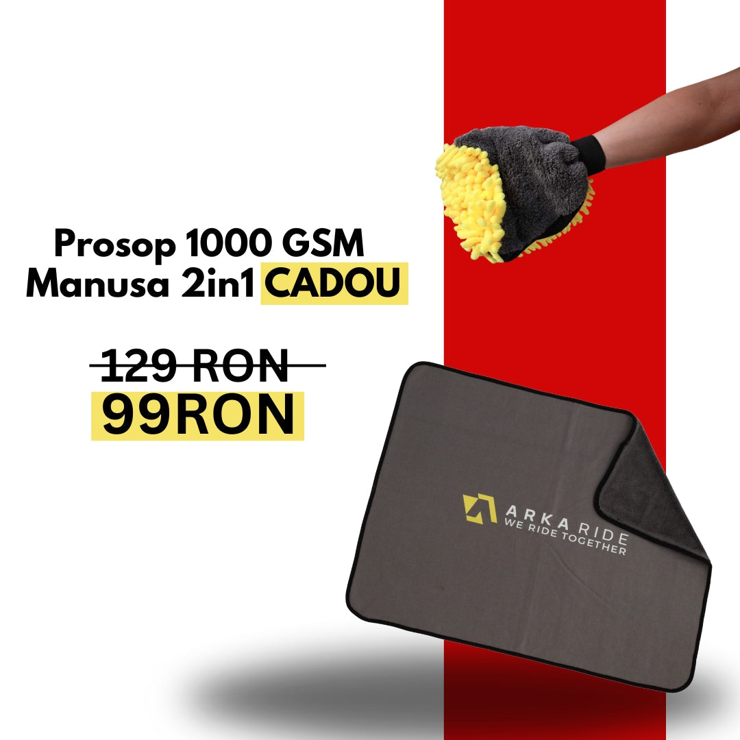 PROMO: Prosop microfibra ultra large Arka Ride 1000 GSM + manusa CADOU - Auto Alorria